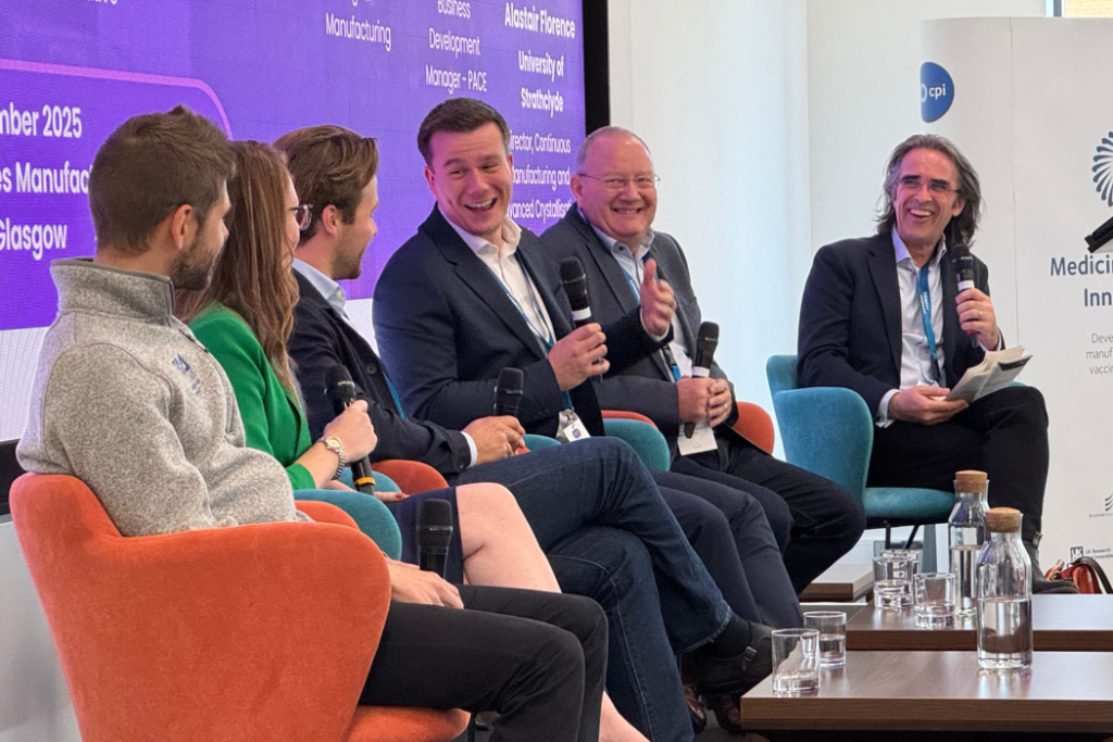 Automated and robotic manufacturing
Daniel Hasle - FIAlab Instruments, Lisa Farrell - The National Robotarium, Peter Deegan - Automated Industrial Robotics, Axel van Raath - Siemens & Tobias Cleaver-Ross - AstraZeneca. Facilitated by Alastair Florence - University of Strathclyde.