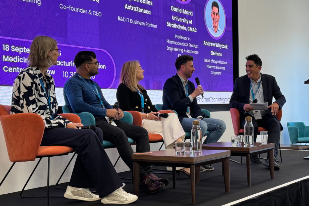 Thinking outside the bot: The value of AI in Pharma
Janet Fernihough - Syneos Health, Swapnil Khadke - IntelligenceQ, Sophie Bailes - AstraZeneca & Daniel Markl - University of Strathclyde, CMAC. Facilitated by Andrew Whytock - Siemens.